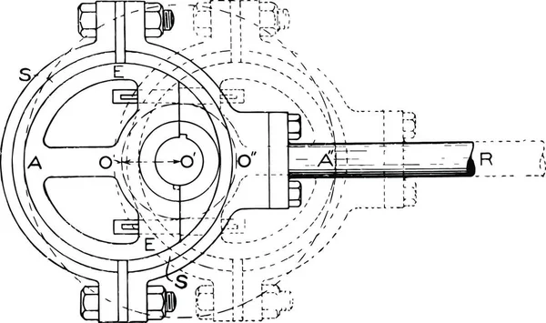 Šachta Excentrickém Pohybu Designu Vektorové Ilustrace Parního Motoru — Stockový vektor