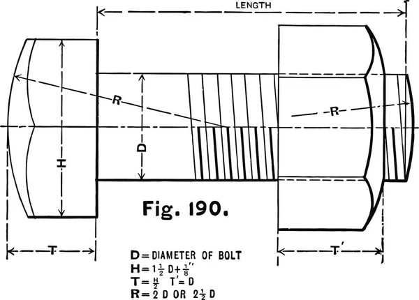 Standard Hexagonal Bolt Head Digunakan Sebagai Panduan Ukiran Vintage - Stok Vektor