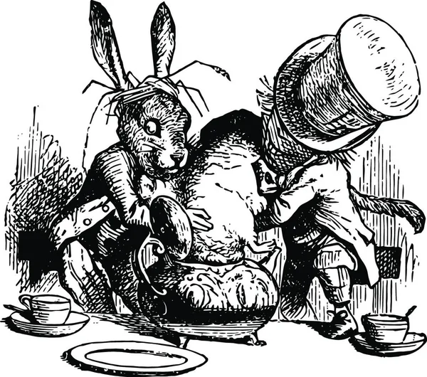 Alice Wonderland Vintage Illustration — Vetor de Stock