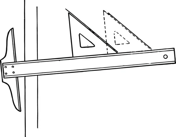 Kreslení Rovnoběžných Čar Pomocí Čtverce Trojúhelníku — Stockový vektor
