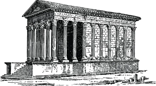 Een Romeinse Tempel Gelegen Nîmes Zuid Frankrijk Vintage — Stockvector