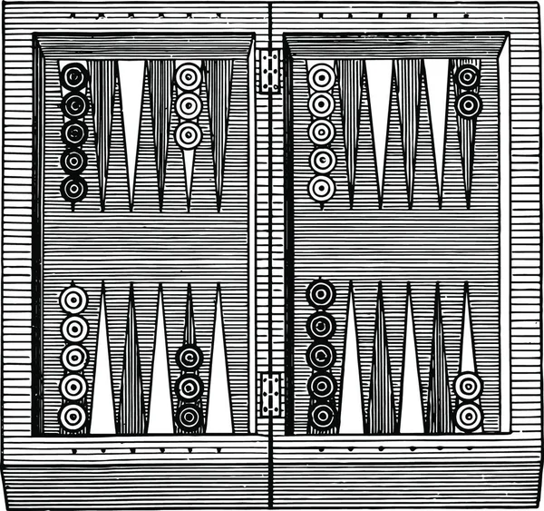 Backgammon Svart Och Vitt Vintage Vektor Illustration — Stock vektor