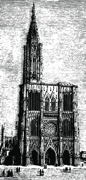 Kathedraal Van Straatsburg Een Rooms Katholieke Kathedraal Vintage — Stockvector