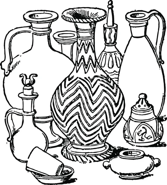 Collection Vases Avec Ornement Ethnique — Image vectorielle