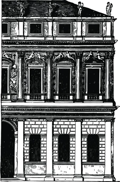 Fassade Eines Palastes Vicenza Ist Allgemeinen Rustikaler Natur — Stockvektor