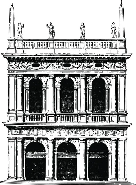 Old Library Mark Venice Vintage Engraving — Vettoriale Stock