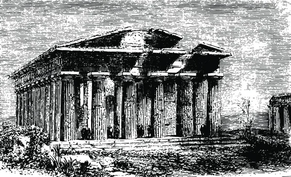 Templo Netuno Localizado Graeco Antigo Vintage Romano — Vetor de Stock