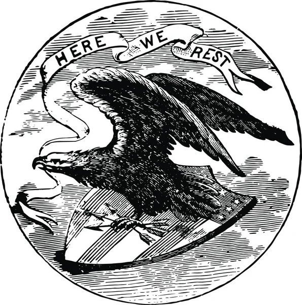Sigiliul Oficial Statului American Alabama 1889 Ilustrație Epocă — Vector de stoc