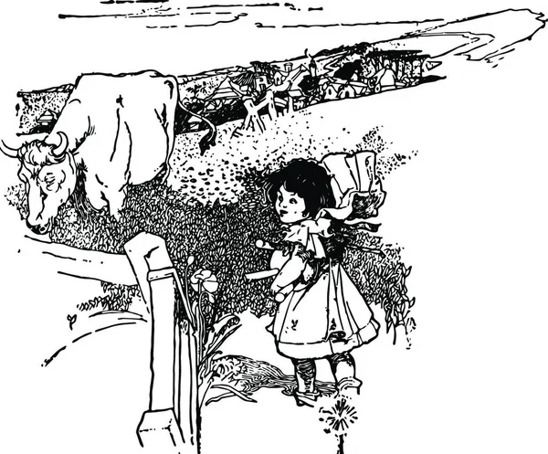 Child Garden Verse Originally Published 1900 Vintage Illustration — Stock Vector