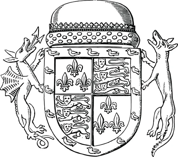 Shield Jaspar Tudor Second Son Queen Catherine Owen — Stock vektor