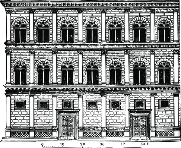 Ciptaan Istana Rucellai Dari Alberti Membentuk Kelas Selain Vintage - Stok Vektor