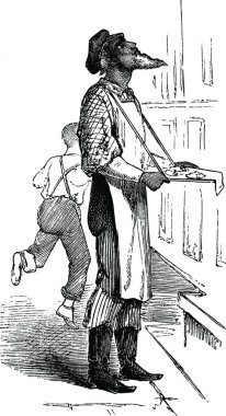 Garson siyah ve beyaz vintage vektör çizimi