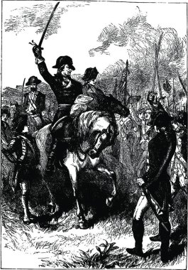 Askerler siyah ve beyaz vintage vektör çizimi