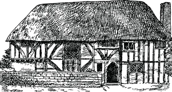 Arquitetura Gótica Alfriston Clergy House Alfriston Inglaterra —  Vetores de Stock