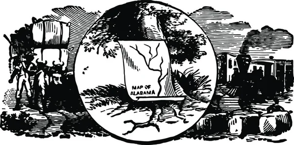 Официальная Печать Старинной Иллюстрации Американского Штата Алабама — стоковый вектор