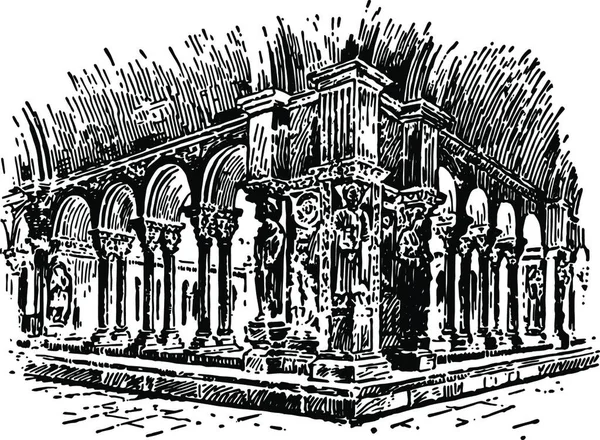 Монастырь Непрерывный Прочный Архитектурный Барьер — стоковый вектор