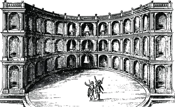 Teatro Vitruvio Teatro Vitruvio Era Una Vendimia Romana — Vector de stock