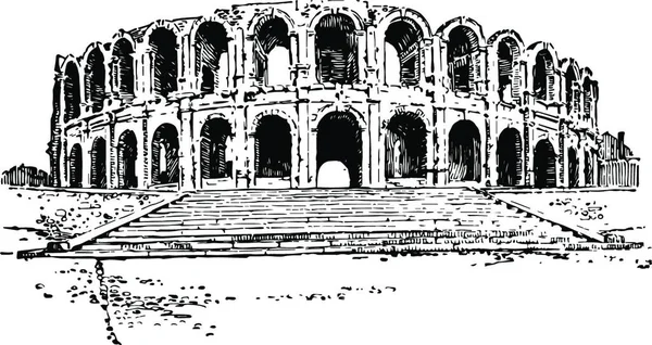 Amphitheater Arles Roman Amphitheatre Southern Frence — Stock Vector
