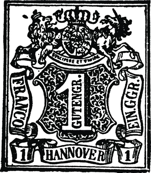 Hanover Gutengr Stamp 1850 Vintage Illustration — Stock Vector