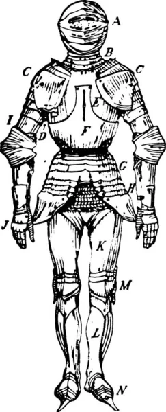 Armour Negro Blanco Vintage Vector Ilustración — Archivo Imágenes Vectoriales