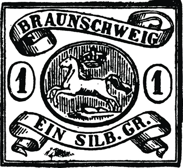 Brunswick Ein Silber Groschen Frimärke 1852 — Stock vektor