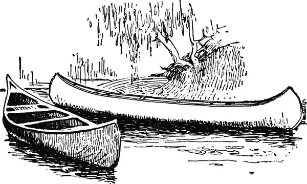 Kanus Gravierte Einfache Vektorillustration — Stockvektor