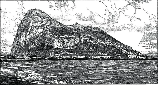Gibraltar Engraved Simple Vector Illustration — Stock Vector