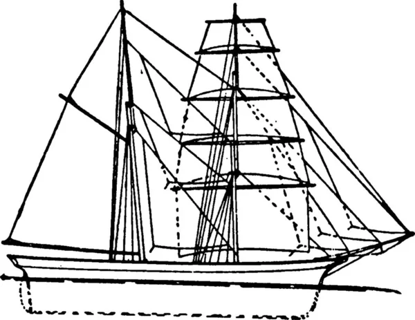Brigantine Illustration Vectorielle Simple Gravée — Image vectorielle