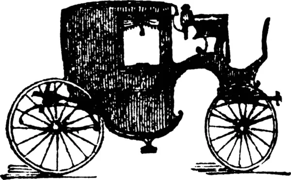 Carro Antiguo Ilustración Simple Grabada Del Vector — Vector de stock