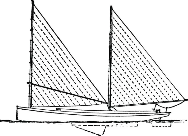 Sailboat Engraved Simple Vector Illustration — 图库矢量图片