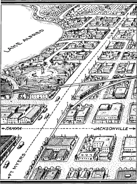 Город Гравированная Простая Векторная Иллюстрация — стоковый вектор