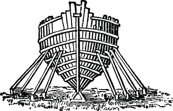 Eski Tekne Oymalı Basit Vektör Çizimi — Stok Vektör