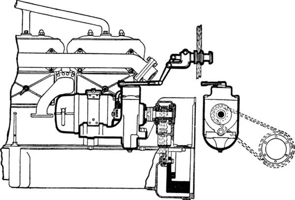 Dynamotor Ilustración Vectorial Simple Grabada — Vector de stock