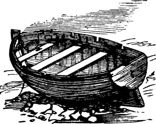 Σκάφος Yawl Χαραγμένη Απλή Διανυσματική Απεικόνιση — Διανυσματικό Αρχείο