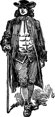 Quaker siyah ve beyaz vintage vektör çizimi