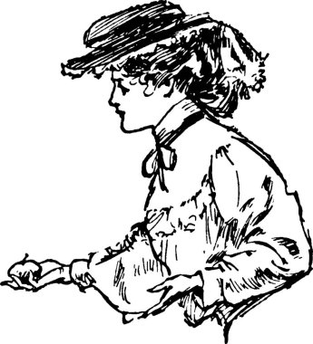 Siyah beyaz kadın, klasik vektör çizimi