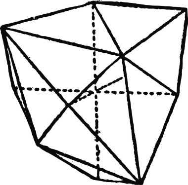 Hextetrahedron siyah beyaz vintage vektör çizimi