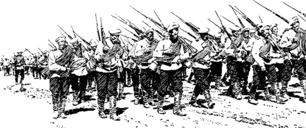 Soldados Con Pistolas Ilustración Vectorial Simple Grabada — Archivo Imágenes Vectoriales