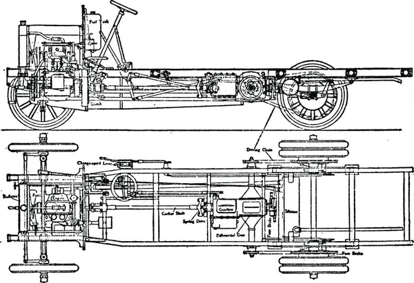 Internal Chassis View Albion Car Vintage Illustration — Archivo Imágenes Vectoriales