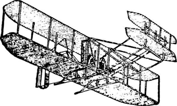 Aeroplane Black White Vintage Vector Illustration — Stock Vector