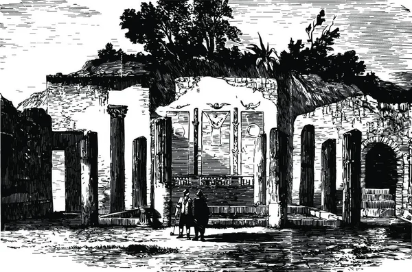 Руины Черно Белых Винтажных Векторных Иллюстраций — стоковый вектор