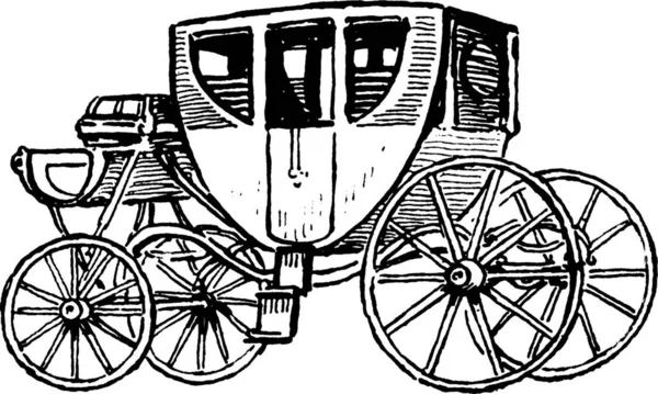 Stagecoach Ilustración Vector Vintage Blanco Negro — Vector de stock