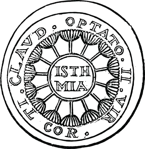 Черно Белая Винтажная Векторная Иллюстрация Медали — стоковый вектор