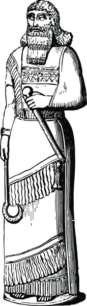 アッシリアの司祭 彫刻されたシンプルなベクトルイラスト — ストックベクタ