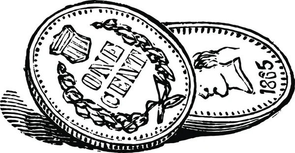 Pennies Gravada Ilustração Vetorial Simples — Vetor de Stock