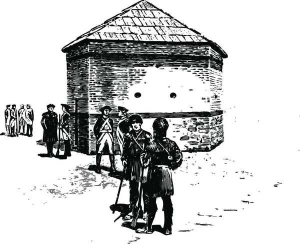 Fort Pitt Ilustración Vintage — Vector de stock