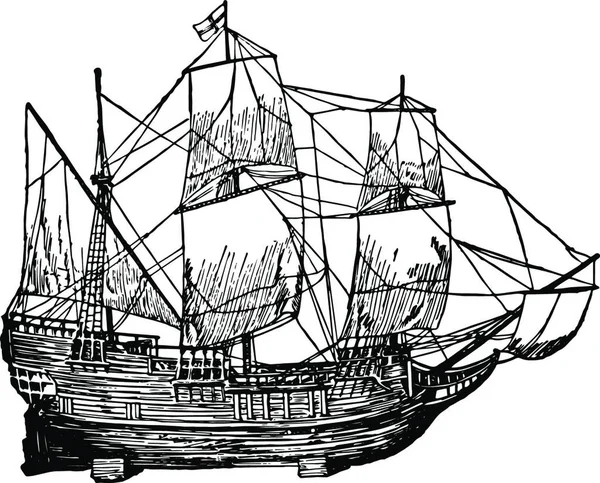 Mayflower Vintage Vector Illustration — Stok Vektör