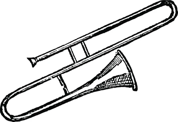 Trombone Svart Och Vitt Vintage Vektor Illustration — Stock vektor