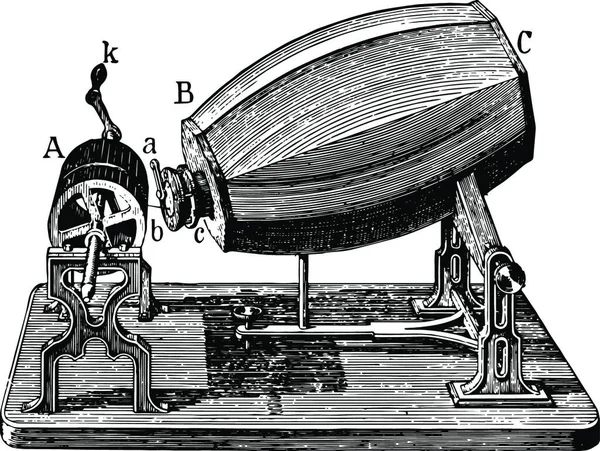 Phonautograph Schwarz Weiß Vektor Illustration — Stockvektor