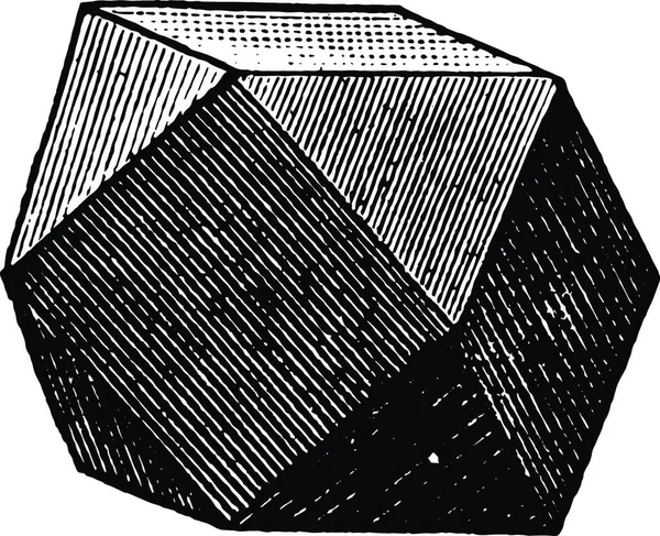 Küboctahedron Siyah Beyaz Vintage Vektör Çizimi — Stok Vektör
